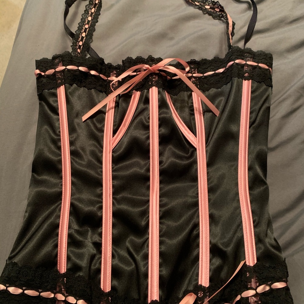 Pink & black corset